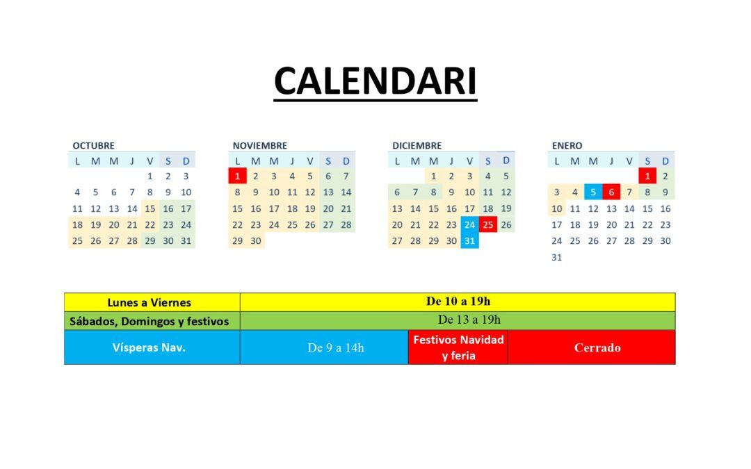Calendari i Horari de l’almàssera